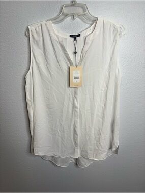 NYDJ Large Sleeveless Pintuck Blouse In Optic White NWT